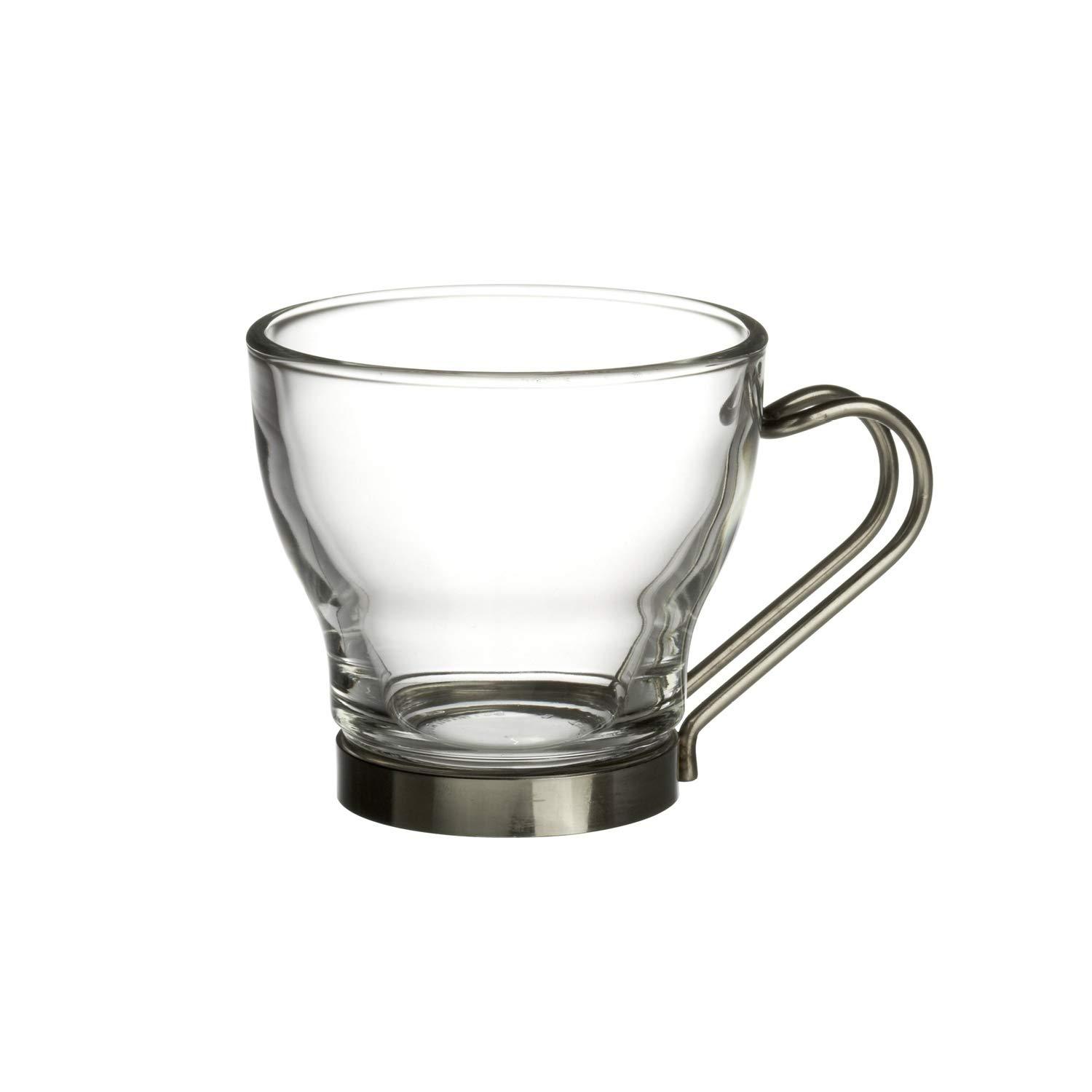 Bormioli Rocco Bormioli Rocco Verdi Espresso Cup With Stainless Steel Handle, Set of 4, Gift Boxed, 3.5 ounces