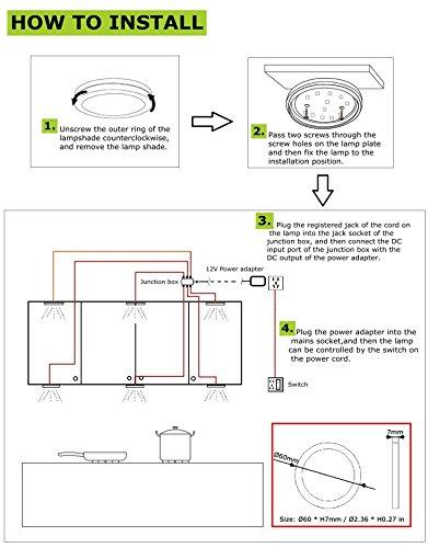 Xking Xking 12 Pcs Dimmable Puck Lights LED Under Cabinet Lighting Kit, DC12V Total 24W - Warm White