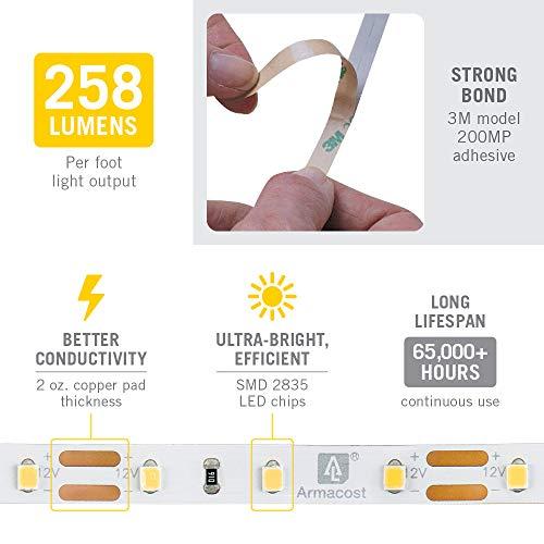 Armacost Lighting Armacost Lighting 132210 8.2 ft. LED Tape Light Soft White (2700K) RibbonFlex Pro Series 60, Dimmable, 250 Lumens per ft., 12-Volt