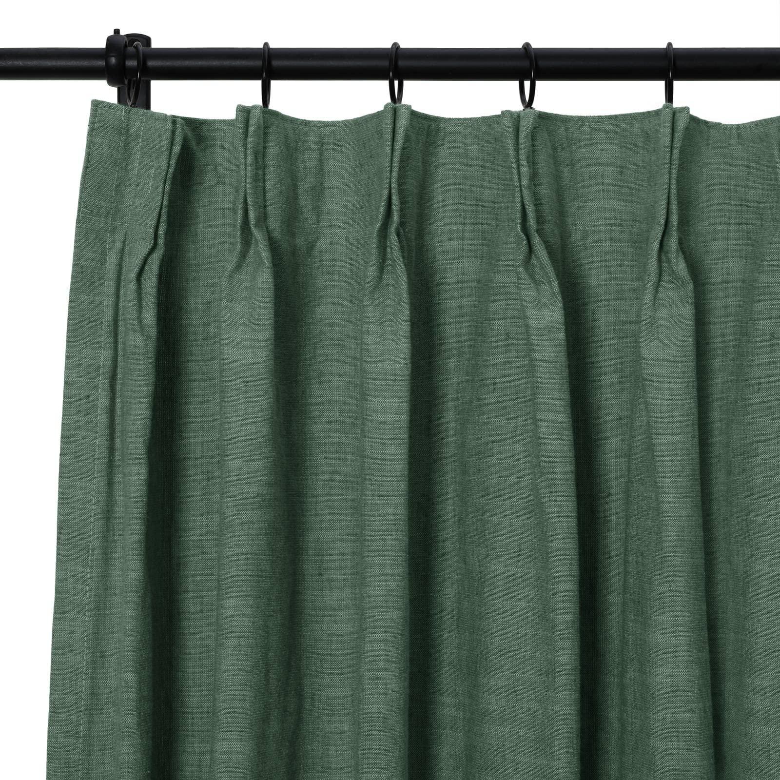 TWOPAGES TWOPAGES Cotton Linen Curtains Pinch Pleat Drapes for Living Room Kitchen Light Filtering Privacy Protection Drapes, Heavyweight Elegant Drapes (52W x 72L Inches, Hunter Green, Set of 2)