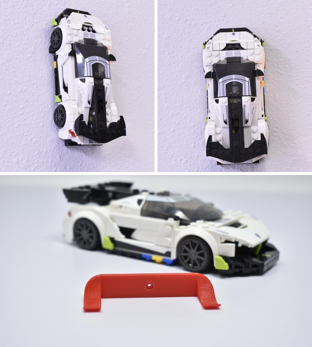 Chatelet Collectible Car Display Wall Mount Compatible with Lego Speed Champions | Wall Display Mounts Compatible with Lego Racecar Models | Made in USA (Red, 10 Pack)