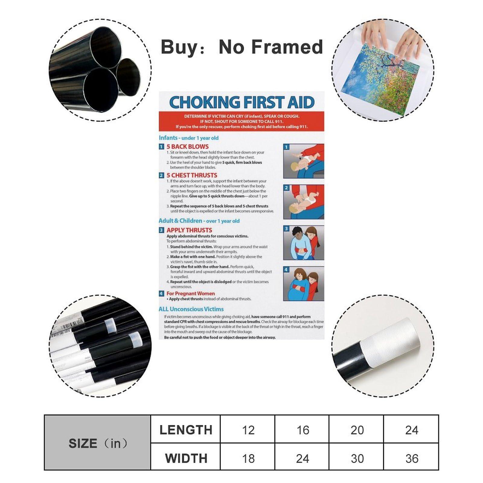 KAIZE Choking Poster - Heimlich Maneuver for Infants, Children & Adults Canvas Art Poster Poster for Room Aesthetic Posters & Prints on Canvas Wall Art Poster for Room 08x12inch(20x30cm)