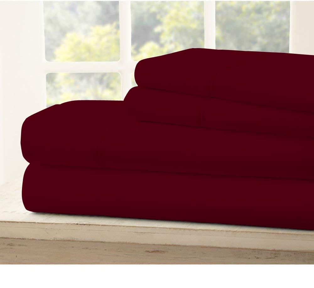 Ashley Mills Ashley Mills 100% Egyptian Cotton 4Pcs Sheets Set TwinXL 800 Thread Count 18\" Deep Pocket Luxury Super Soft Hotel Class TwinXL Size Bed Sheets - Burgundy Solid
