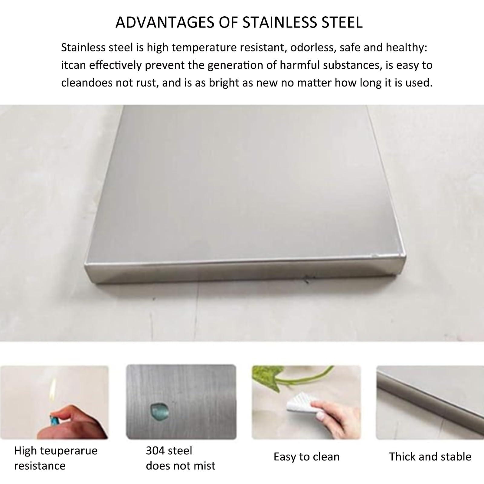 Yidlkecqey Folding Table Wall Mounted Folding Table Wall Mounted Desk,Foldable, Made Stainless Steel, Thickened Folding Bracket,Stainless Steel Wire Drawing Process,304 stainless steel folding table(Size:70*35cm