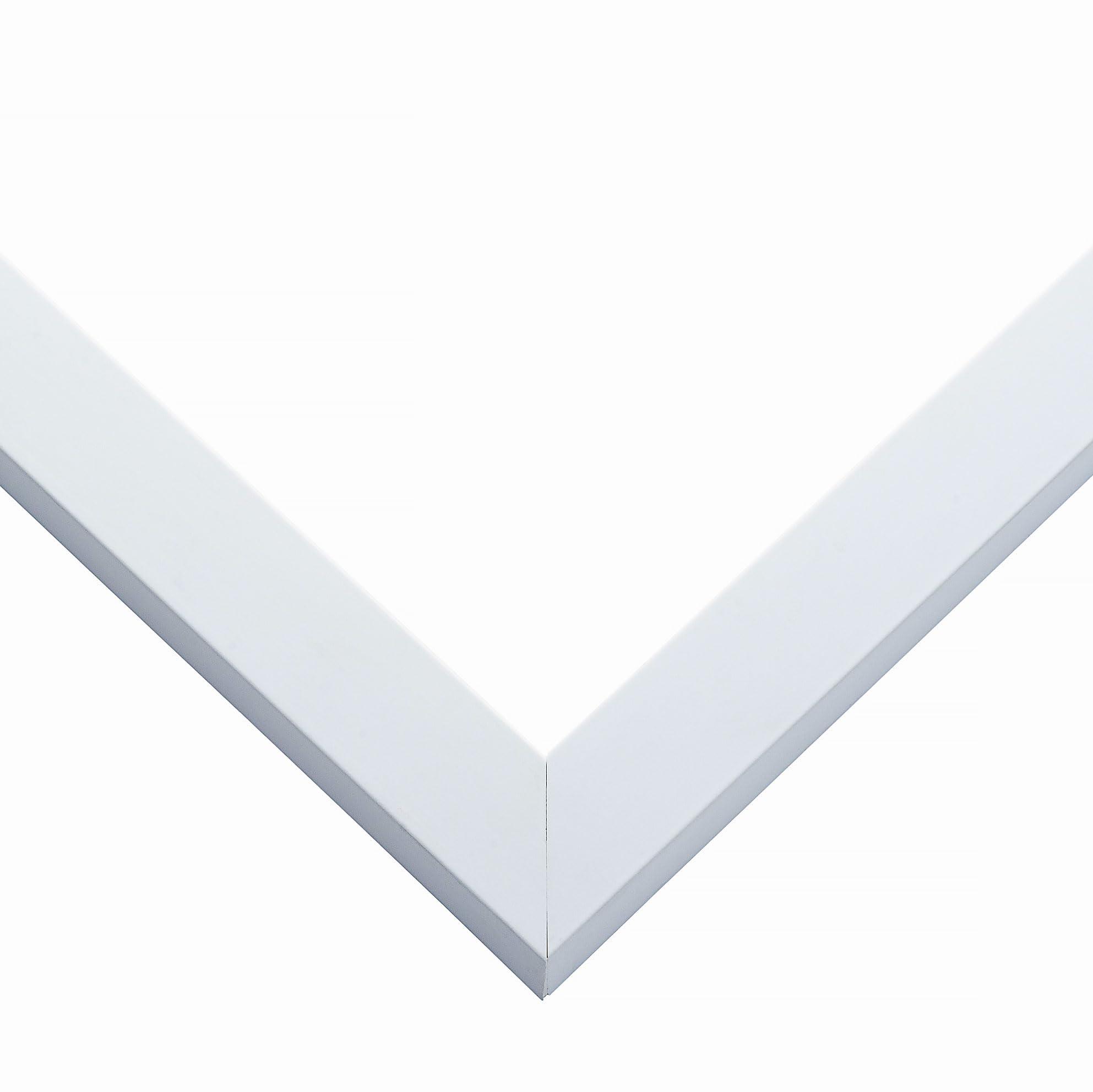 CustomPictureFrames.com 52x9 Frame White Real Wood Picture Frame Width 0.75 Inches | Interior Frame Depth 0.5 Inches | Bianca Mid Century Photo Frame Complete with UV Acrylic, Foam Board Backing & Hanging Hardware