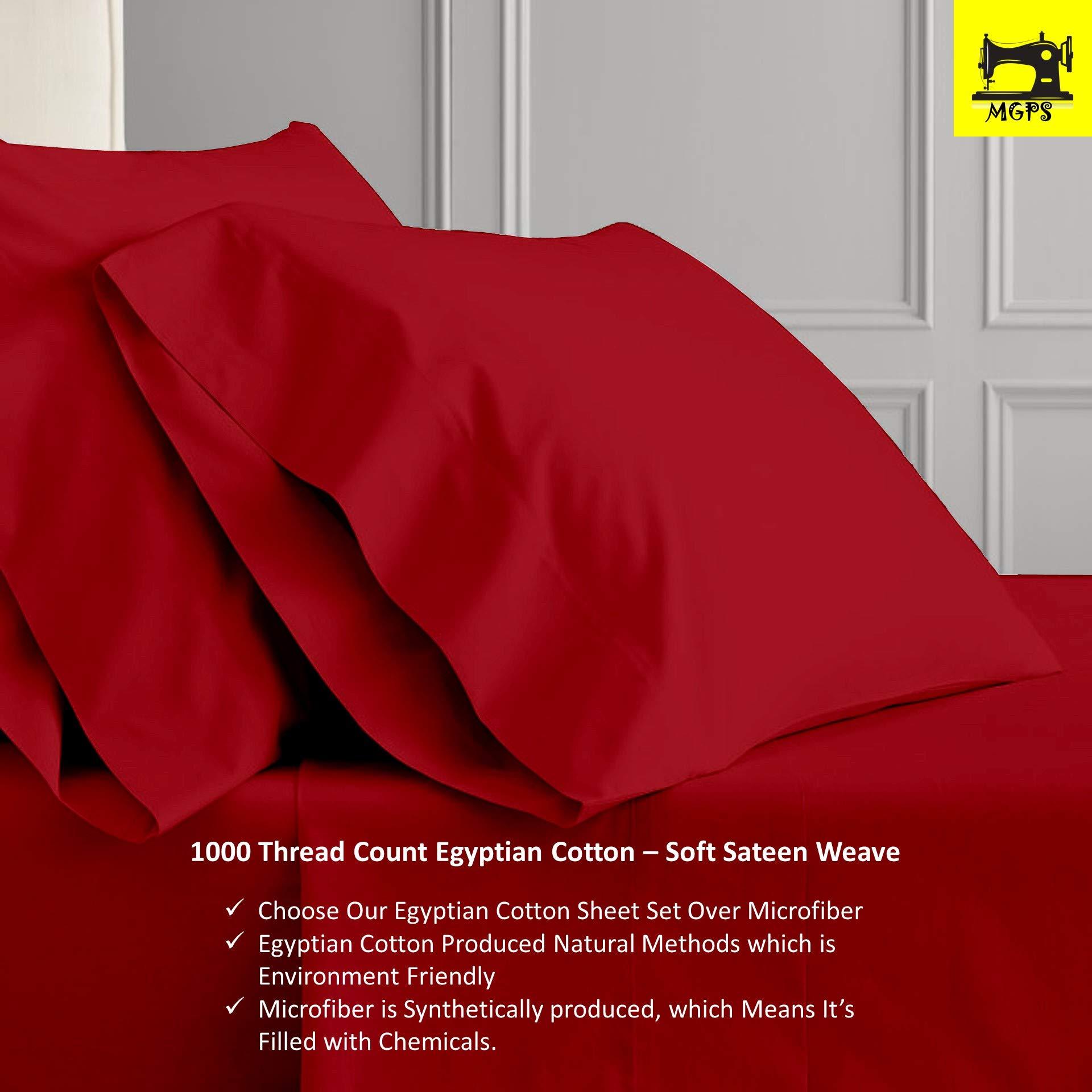 MGPS MGPS 1000-TC Egyptian Cotton Top Split California-King Sheet Set for Adjustable Bed, Half Split Head 4 PCs Set Deep Pocket Up to 15 Inch, 36\" Split from Top - Burgundy, Split-Head Cal-King - 36