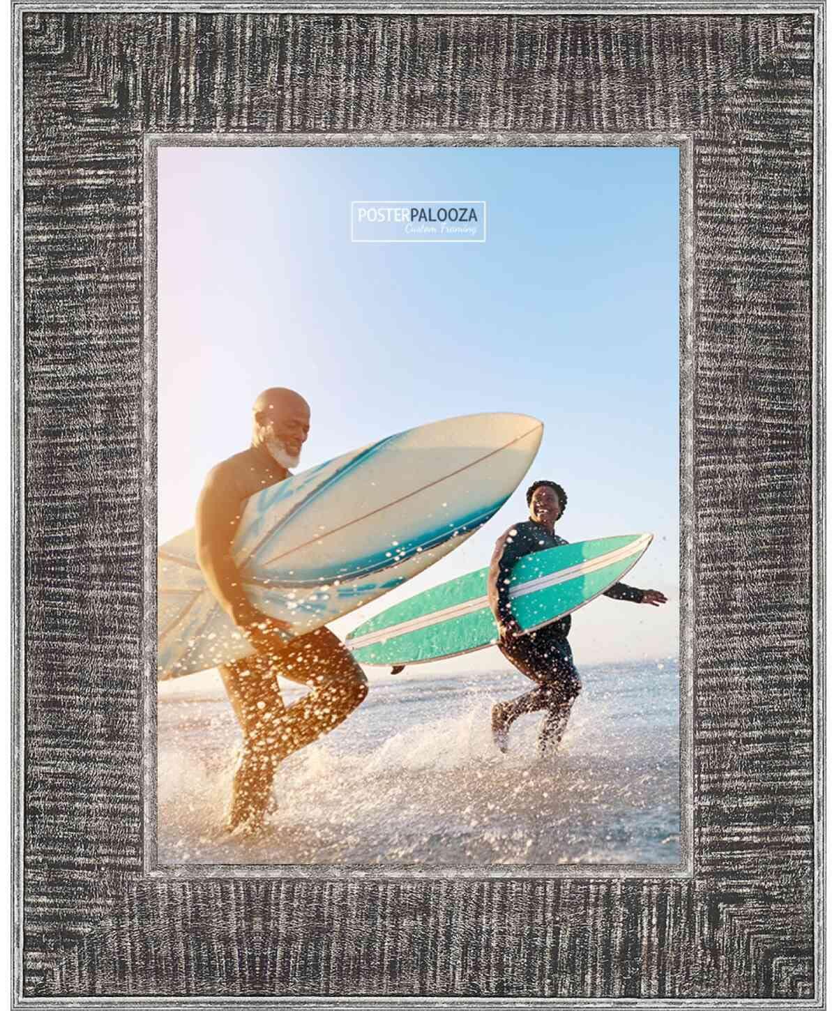 Poster Palooza Poster Palooza 13x11 Distressed/Aged Black Complete Wood Picture Frame with UV Acrylic Plexiglass, Foam Board Backing & Hardware Included