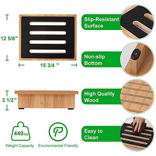 StrongTek StrongTek One Step Stool for Adults with Non-Slip Rubber Stepping Surface, Portable Single Wooden Riser, 440 lb. Load Capacity for Kitchen, Bathroom, or Bedside, Kid and Senior Support