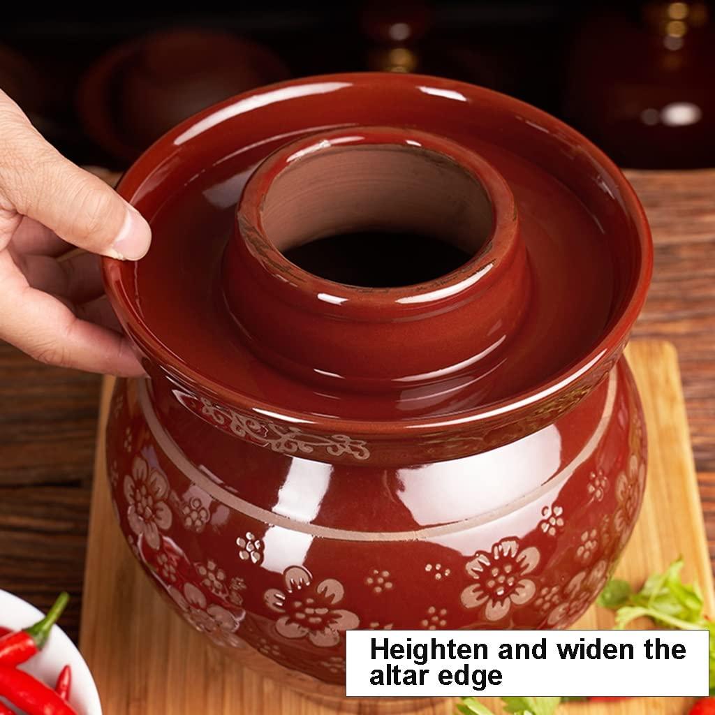 TUOENO Large Pickle Jar Fermenting Jar Chinese Fermentation Crock Fermentation Tank with Water Seal Lid for Pickling Kimchi Sauerkraut Honey Container, Food Serving Storage (Size : 6kg)