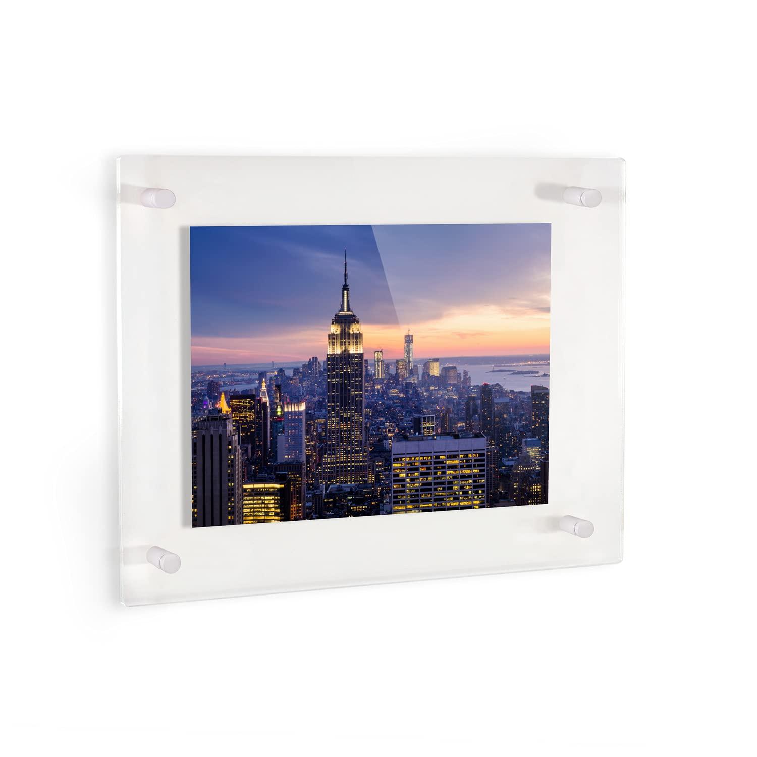 ArtToFrames 27 x 39\" Contemporary Acrylic Floating Frame: Elevate Your Art and Photos in Style - Featuring 19x25mm White Acrylic Standoff for Wall Mounting.