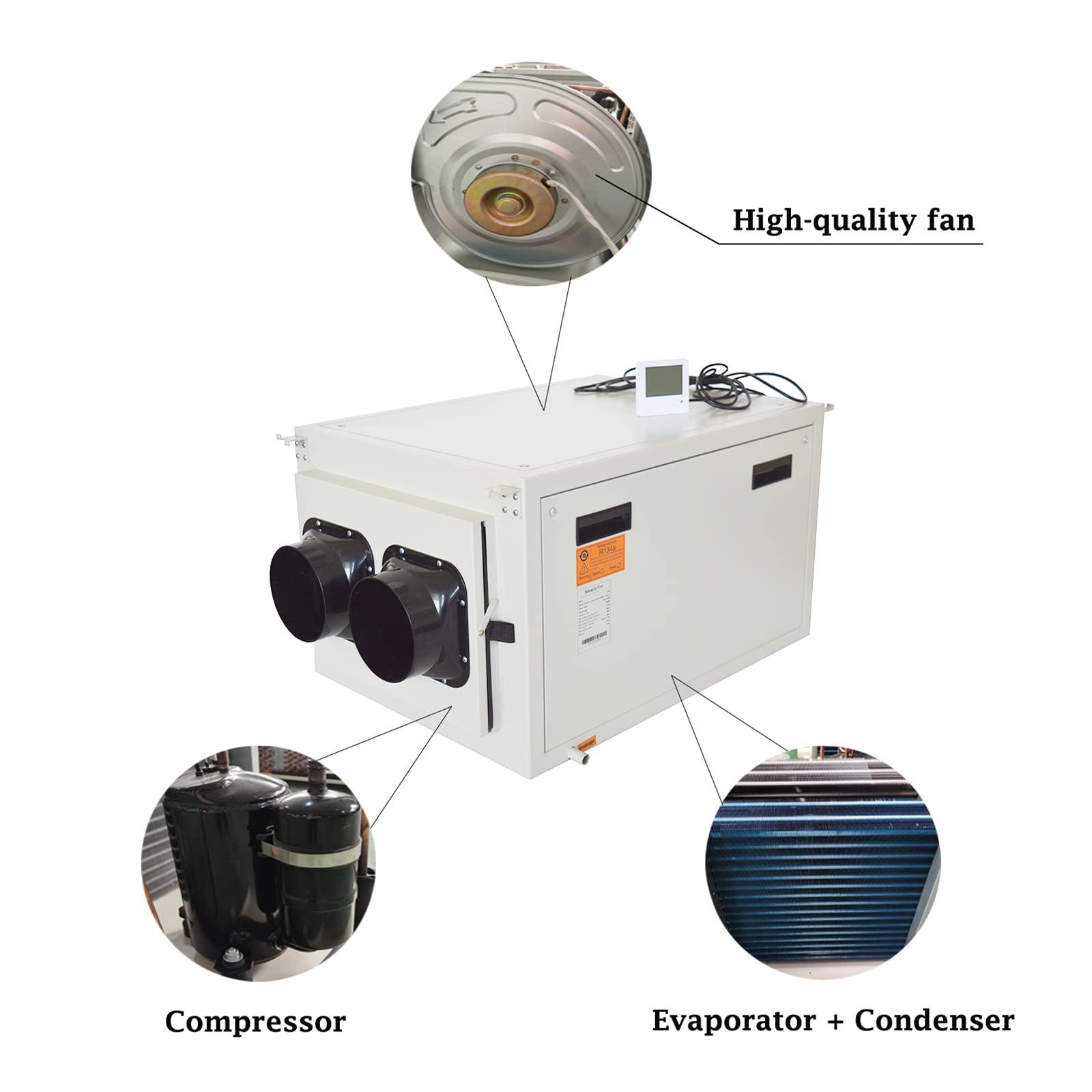 INTBUYING INTBUYING Ceiling Mounted Dehumidifier Basement Dehumidifier Removable Machine 85L/D-170L/D LCD Touch Control Panel for Planting Greenhouses Swimming Pool and Basement 110V