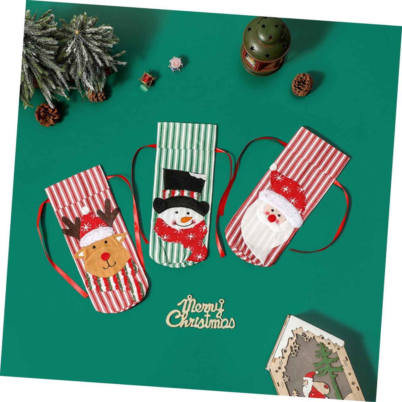 NOLITOY NOLITOY 3pcs Decor Christmas Ornaments Christmas Supplies Bottle Topper Cover Christmas Party Bottle Cover Wine Supply Bottle Cover Xmas Bottle Covers Cloth Elder Wine Bottle Cover