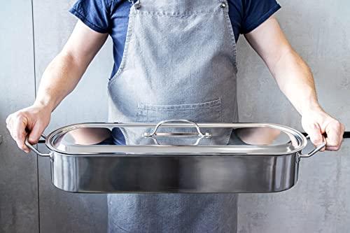 Kitchen Craft KitchenCraft Fish Kettle, Stainless Steel Induction, Polished, Large, 61.5 x 18.5 x 10.5cm, Silver