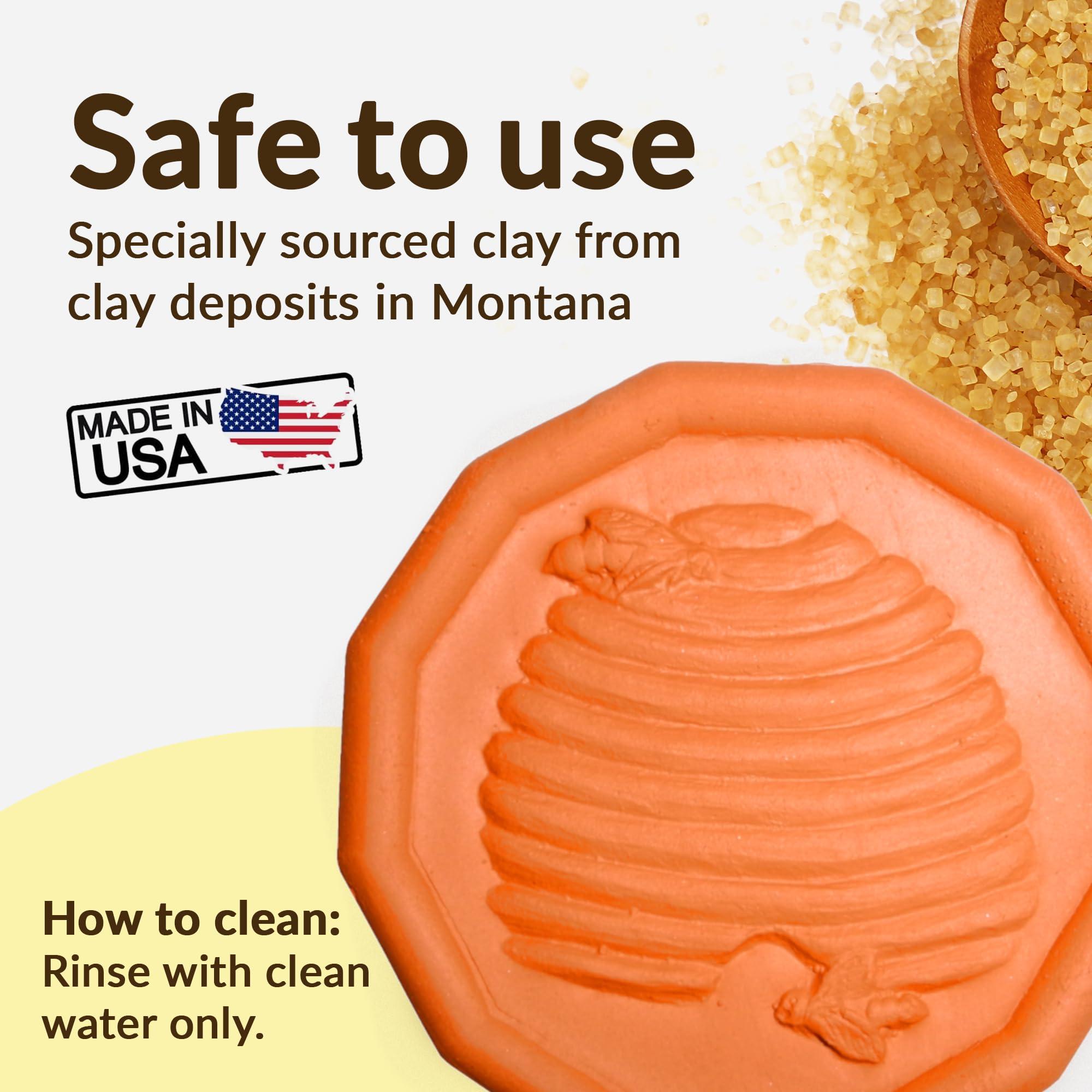 JBK Pottery JBK Pottery Brown Sugar Saver - Terra Cotta Humidifying Stone Softens Brown Sugar - Natural Clay Moisture Absorber for Foods and Spices - Honey Beehive
