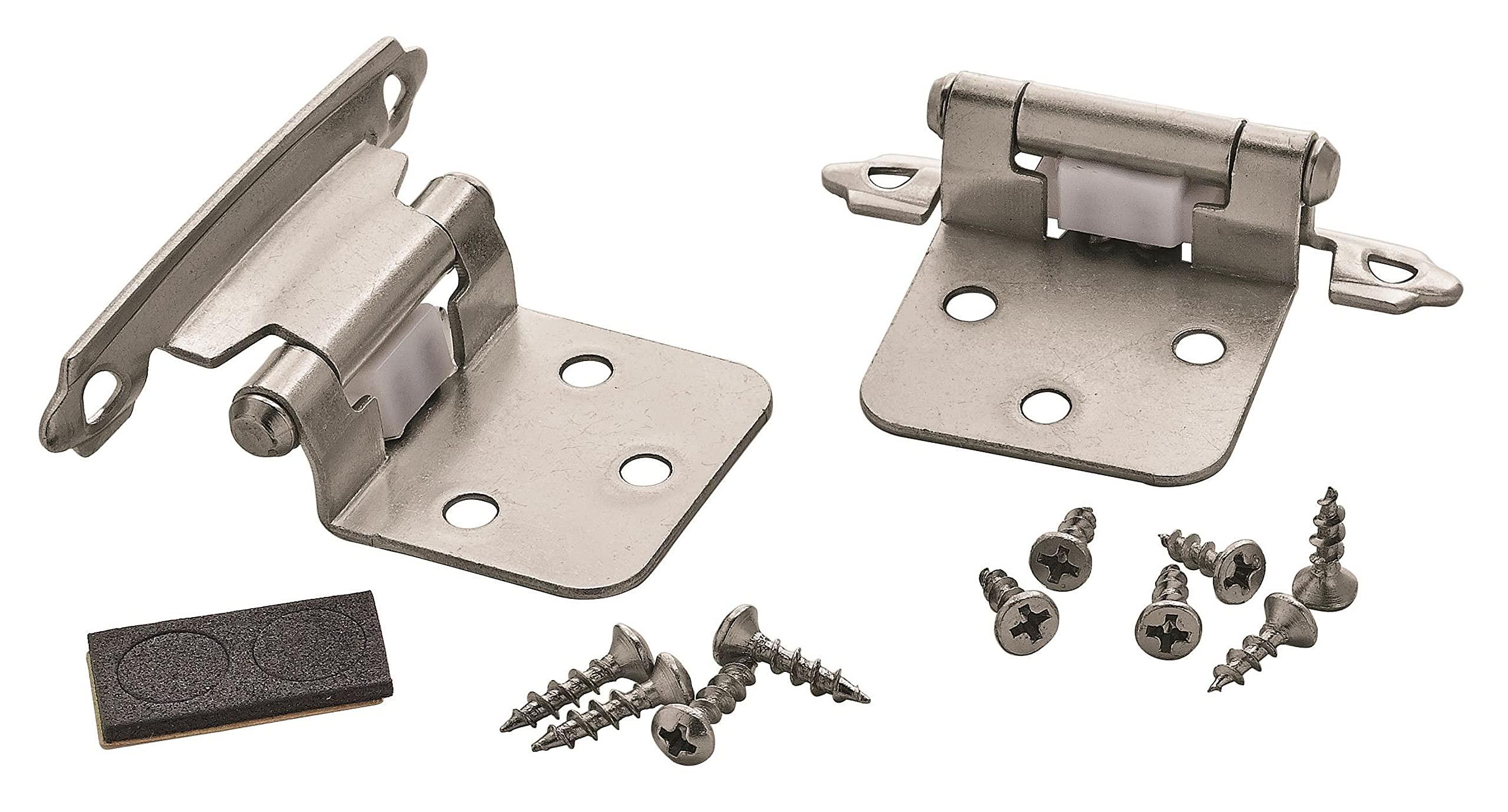 Amerock Amerock | Cabinet Hinge | Variable Overlay Hinge | Satin Nickel | 10 Pack | Self-Closing Hinge | Face Mount Hinge | Cabinet Door Hinge