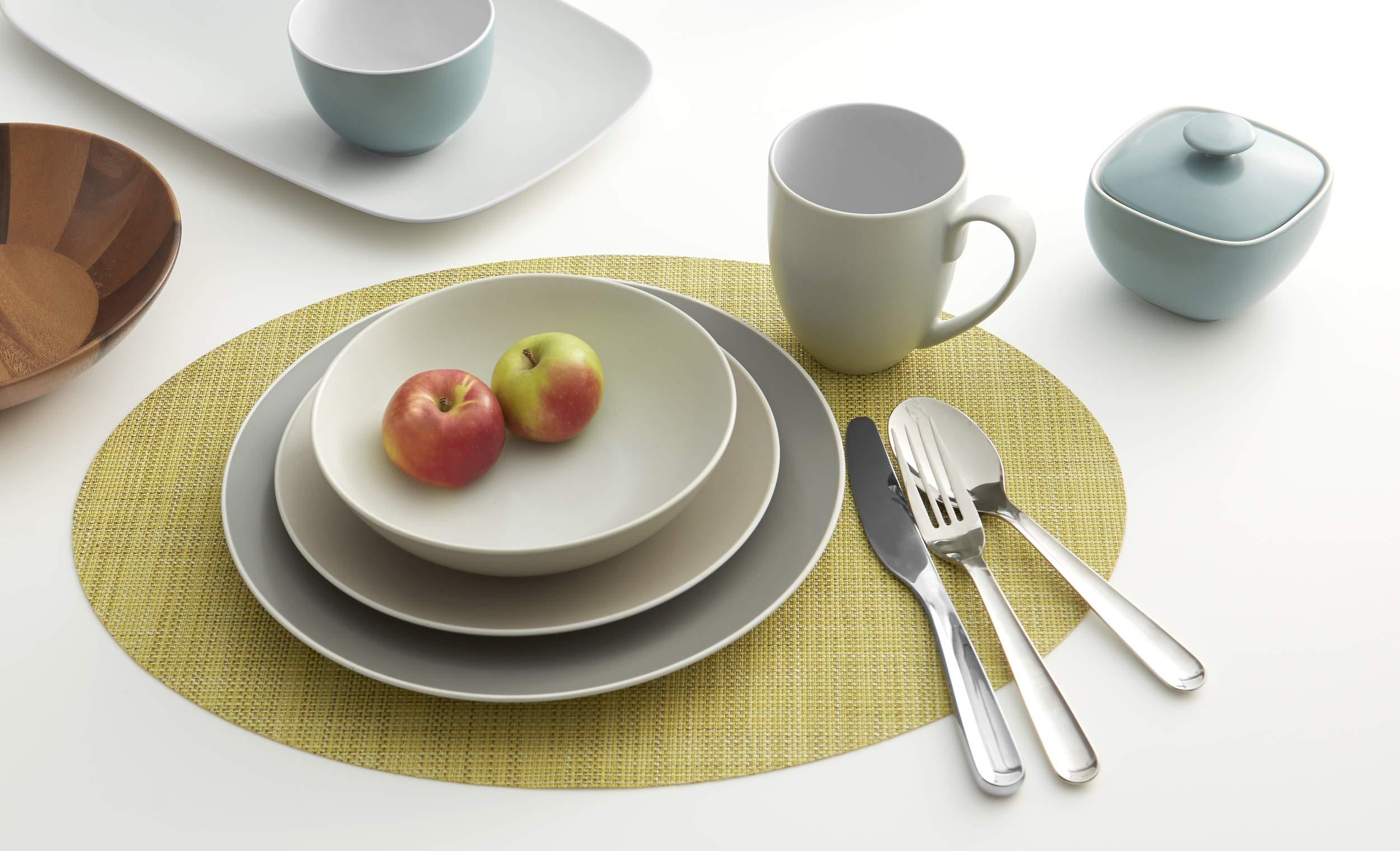 nambe Nambe - POP Collection - Chalk Colored Place Setting - 4 Piece Set Includes Dinner Plate, Salad Plate, Soup Bowl, and Mug - Designed by Robin Levien