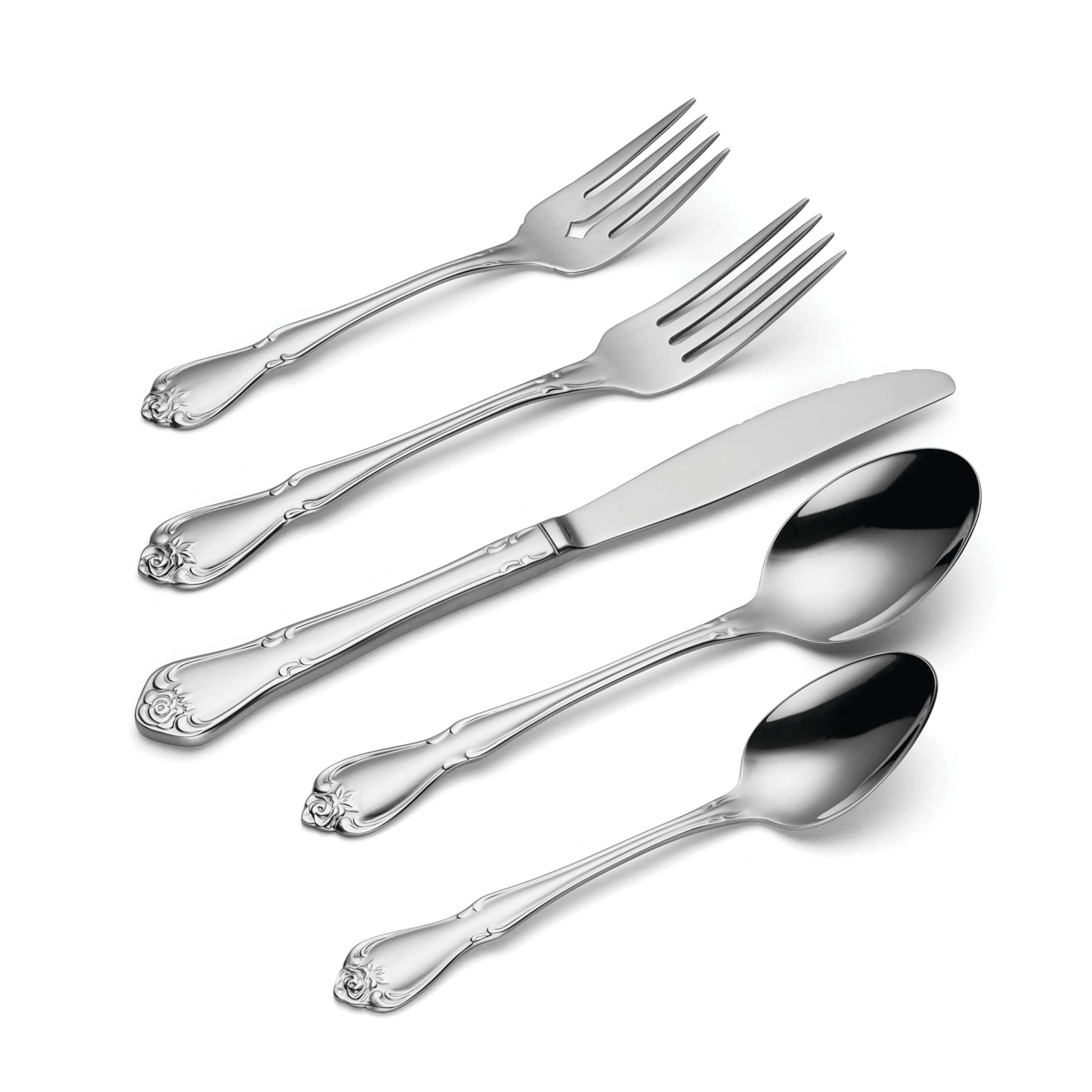 Oneida Oneida True Rose Piece Everyday Flatware Set, 20 Count, Metallic