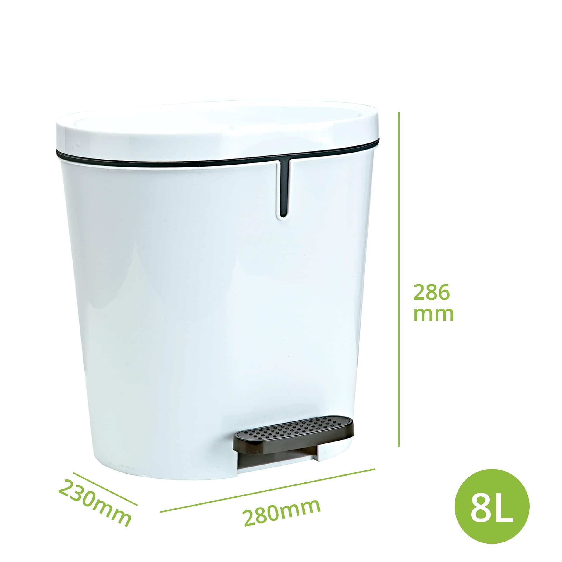 Denox Denox Pedalbin Oval 8 liters, White, 280x230x286 mm