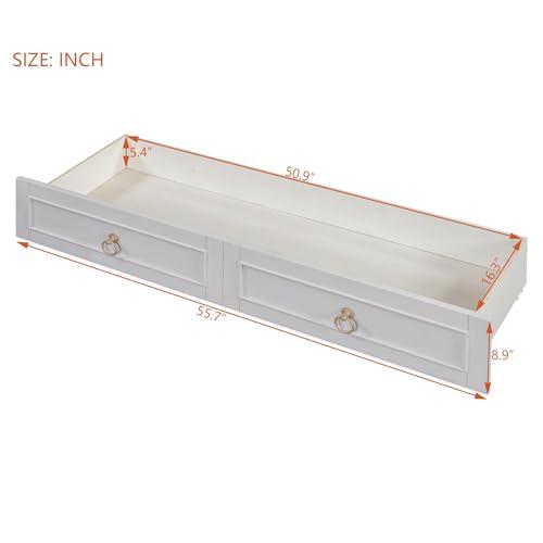 YOPTO YOPTO Murphy Bed Cabinet Full Size,Folding Wall Bed Chest with Large Storage Drawers,Hidden Platform Bed Frame W/USB Ports,Space-Saving,Easy Assembly,for Bedroom,Guest Room,Office,White