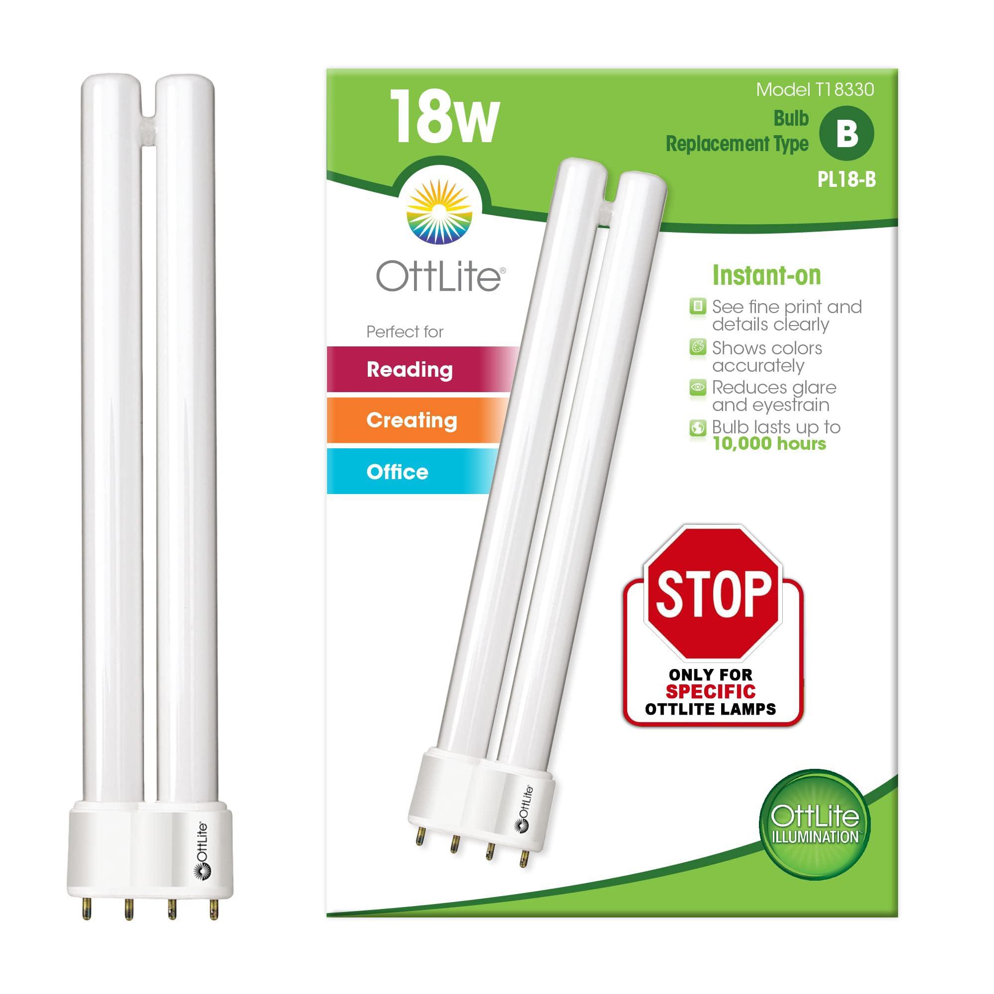 OttLite OttLite 18W Replacement Tube Light Bulb - Compact Fluorescent Light Bulbs Replacement - Bright Natural Daylight for Bedroom & Living Room - Low Heat & Glare Type B Light Bulb for Reduced Eyestrain