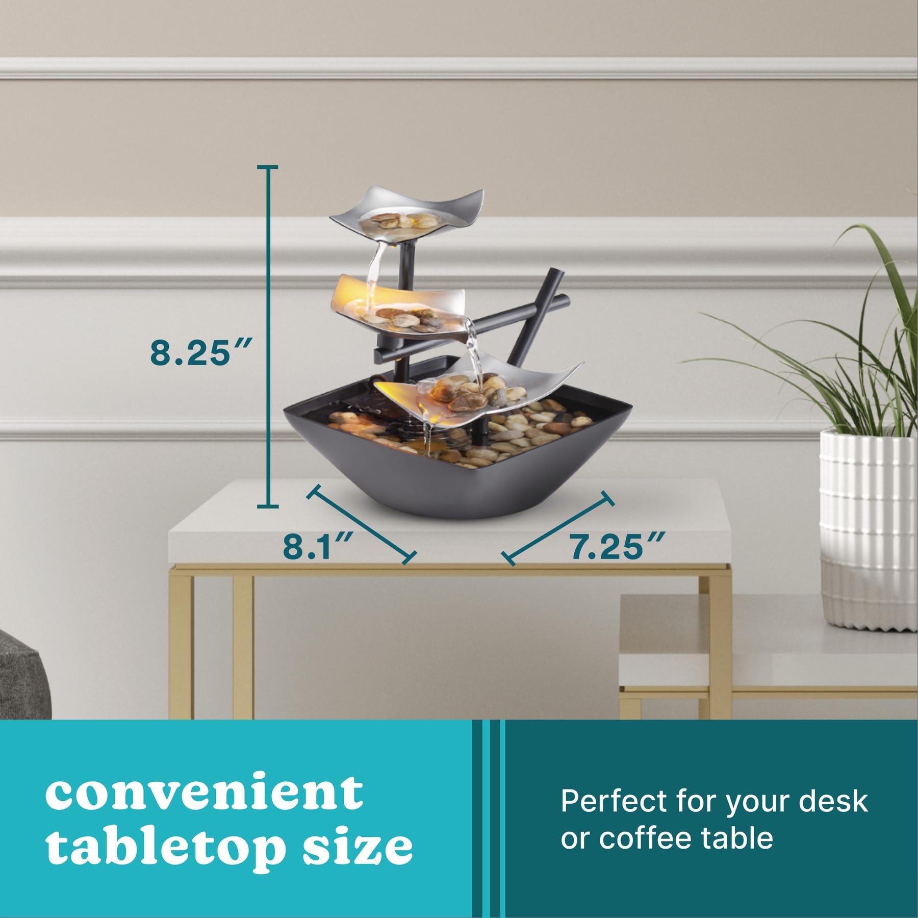 Homedics Homedics Tabletop Water Fountain, Home Dcor Soothing Sound Machine - Automatic Pump, Deep Basin & Natural River Rocks. Indoor Zen Relaxation for Office, Living Room, or Bedroom, 8.25 Tall