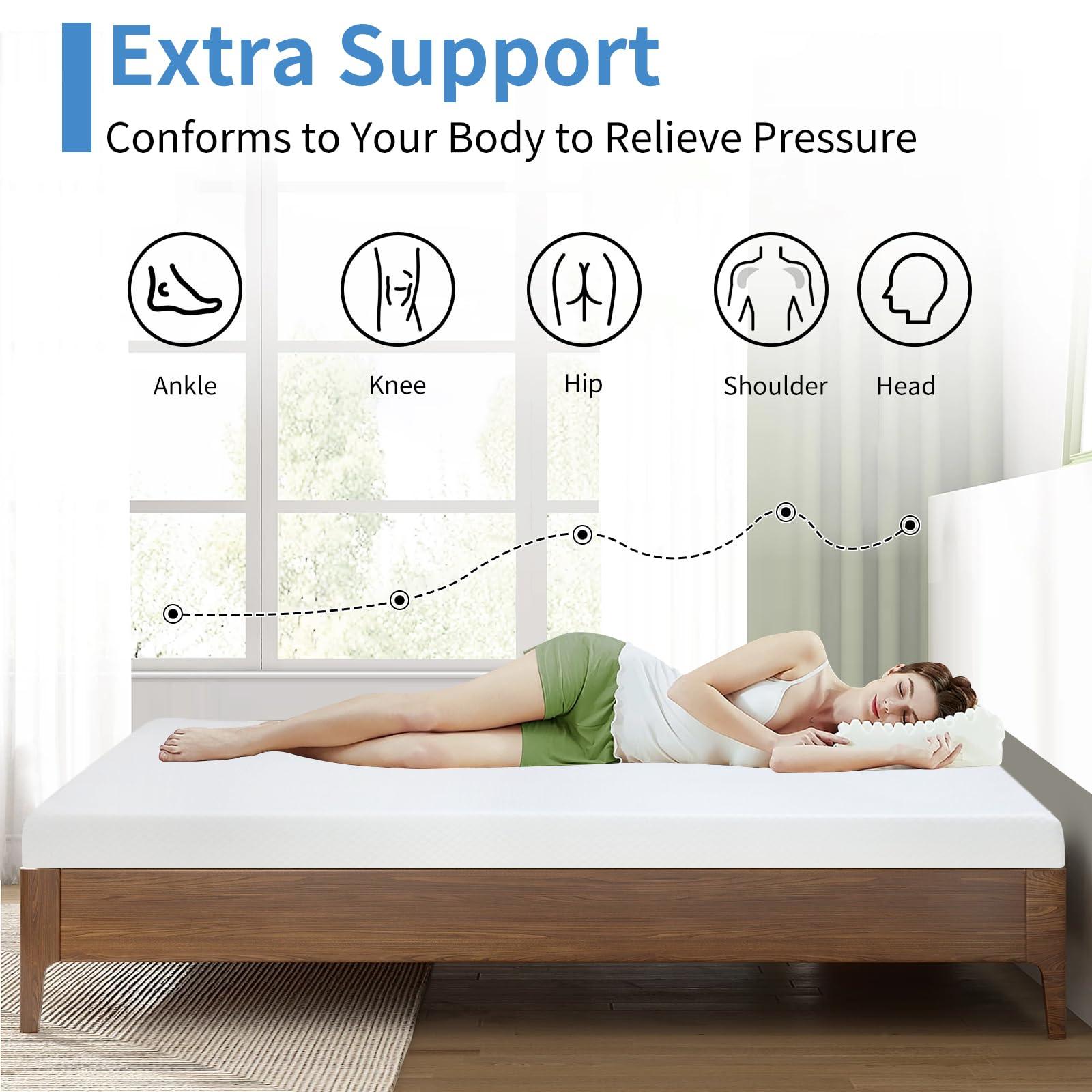 CL.HPAHKL CL.HPAHKL 5 inch Gel Memory Foam Mattress Comfort Full Mattress Medium Firm Mattresses Bed-in-a-Box CertiPUR-US Certified for Cool Sleep & Pressure Relief, White