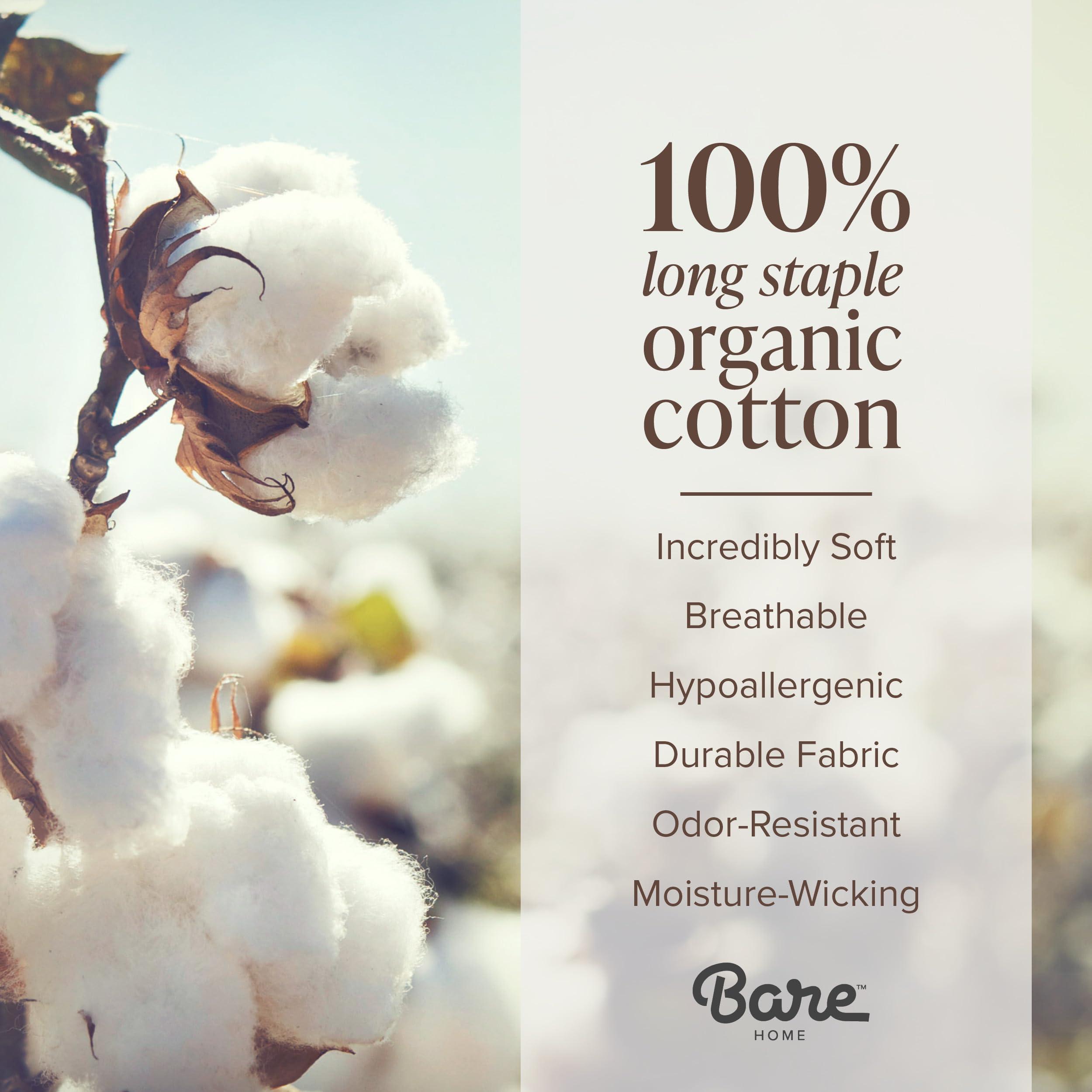 Bare Home Bare Home 100% Organic Cotton California King Sheet Set - Crisp Percale Weave - Cool, Breathable, and Hypoallergenic - Bedding Sheets & Pillowcase (California King, Light Grey)