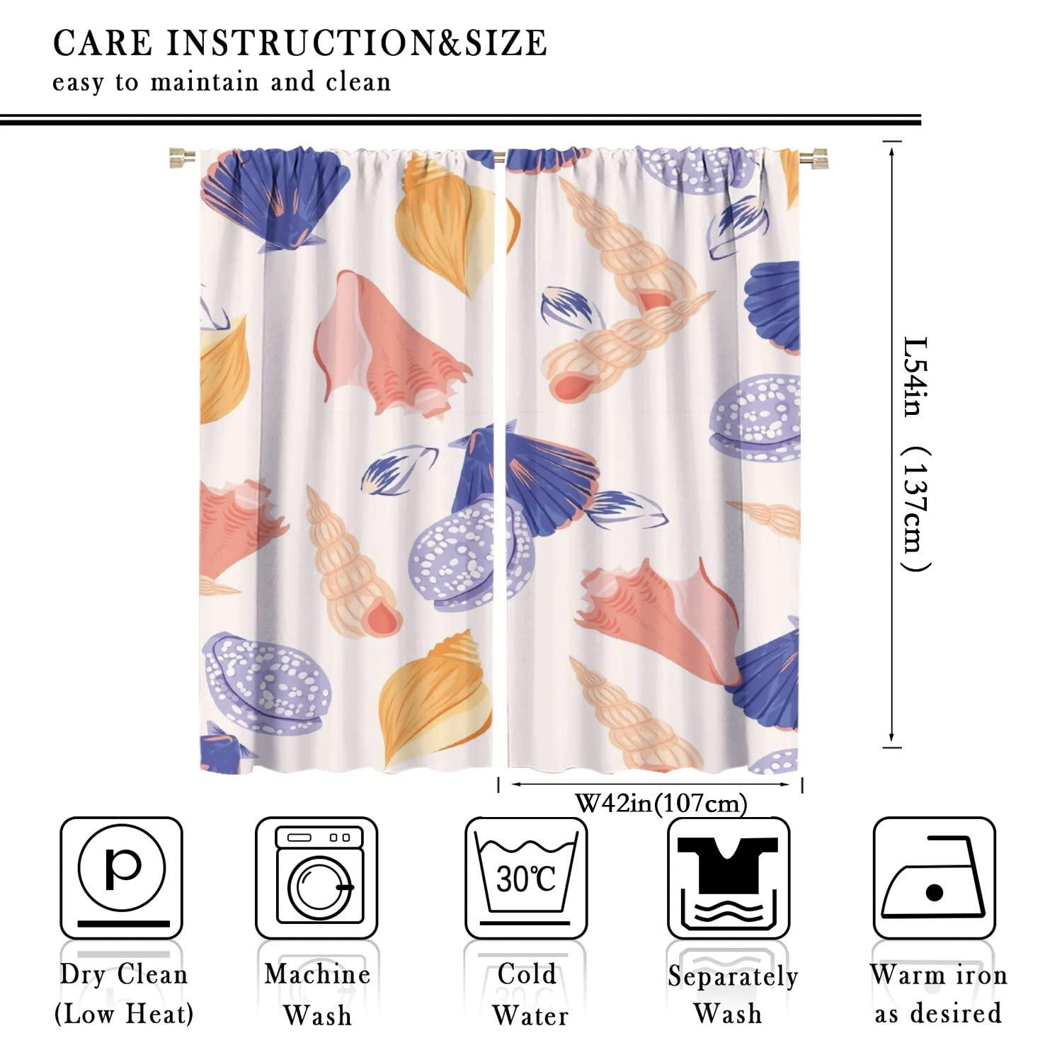 gaoyaqing Beach Curtain, Tropical Ocean Shell Starfish Conch Cool Natural Scenery Curtain in Summer,View Bedroom Curtain 42x54in