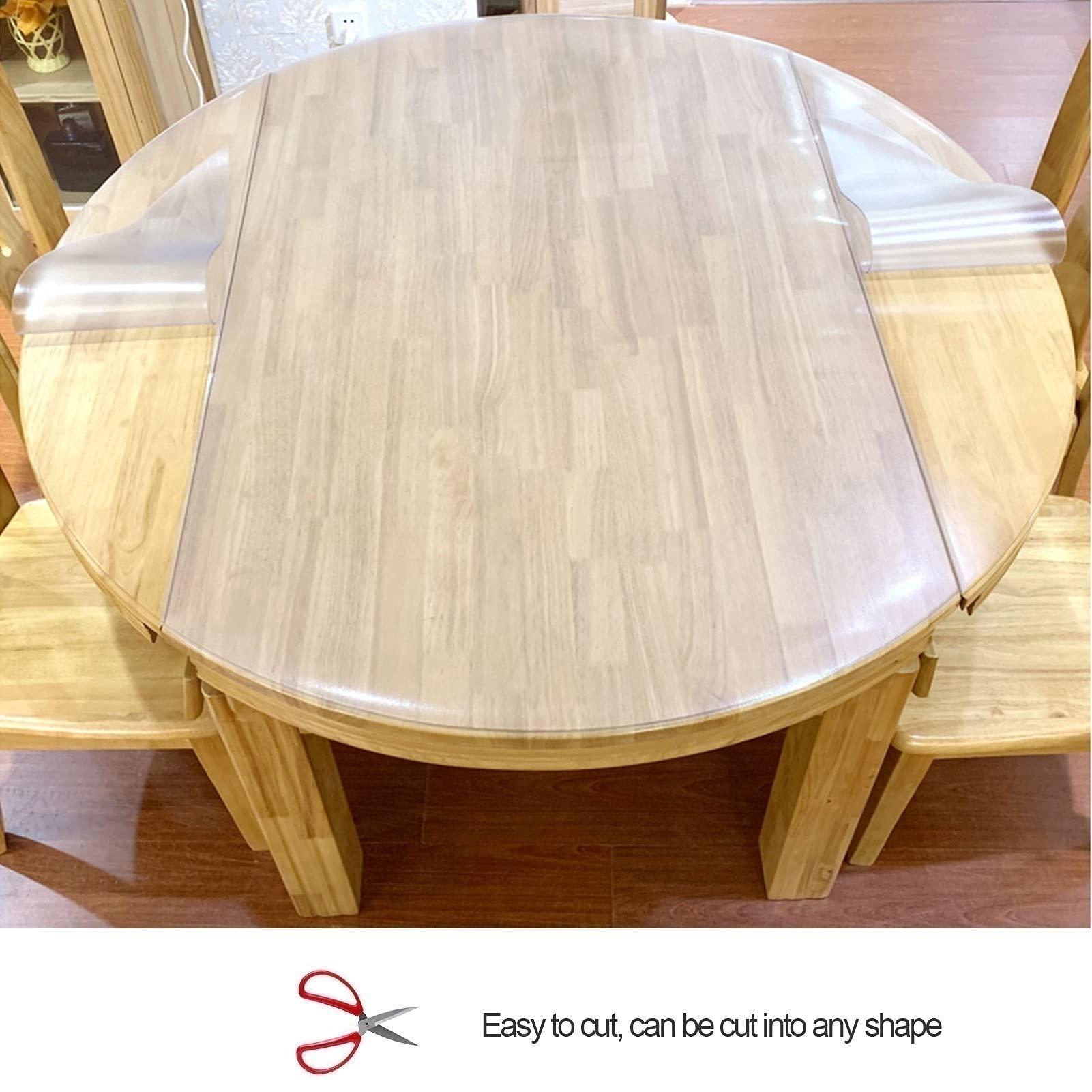 DTDMY Round Table Cover Table Protector Transparent PVC Tablecloth Table Clear Plastic Vinyl Table Covers Cloths Fitted Waterproof Protective Dining Room Table/Garden Table Covers Waterproof Circular