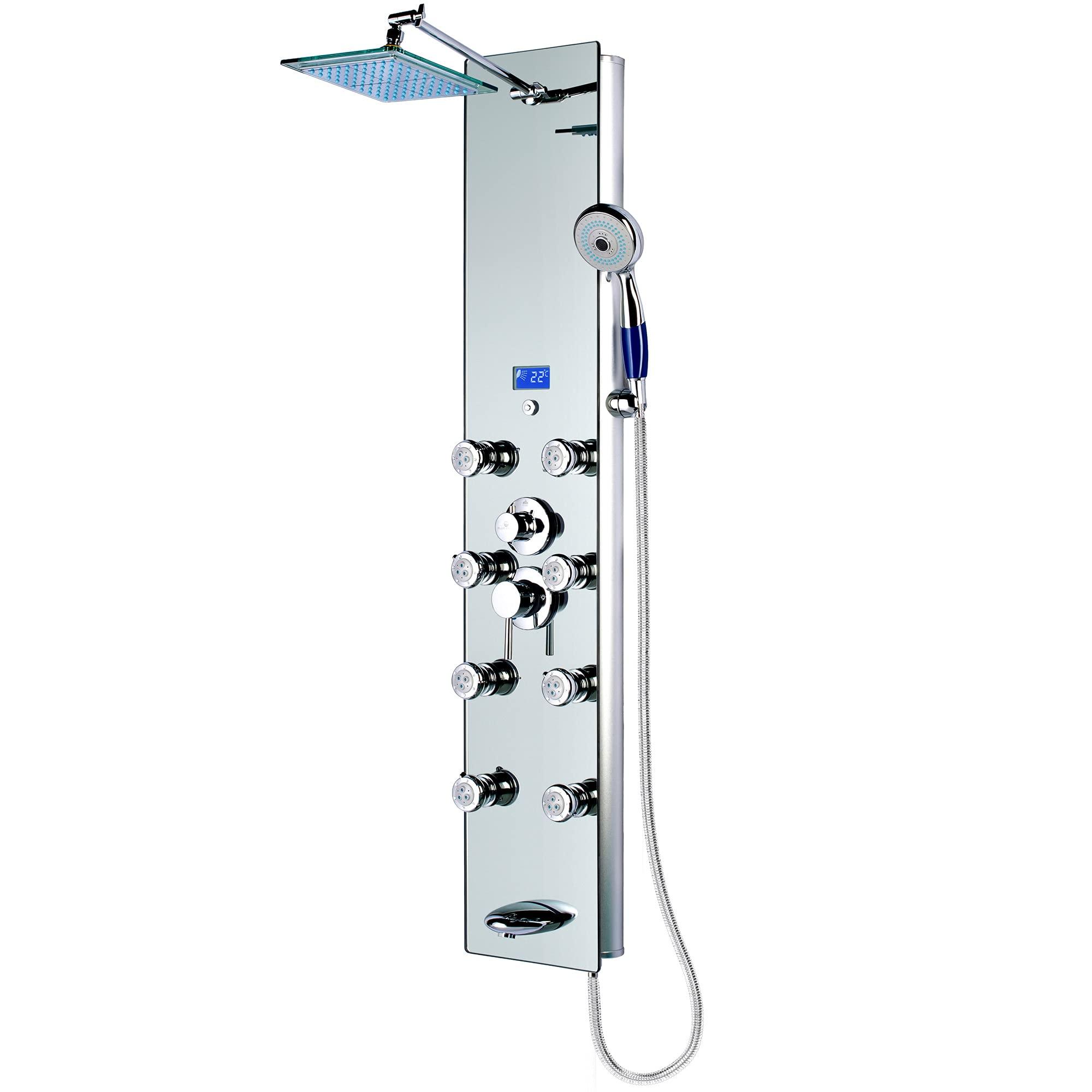 Blue Ocean Blue Ocean 52" Aluminum SPA392M Shower Panel Tower with Rainfall Shower Head, 8 Multi-functional Nozzles
