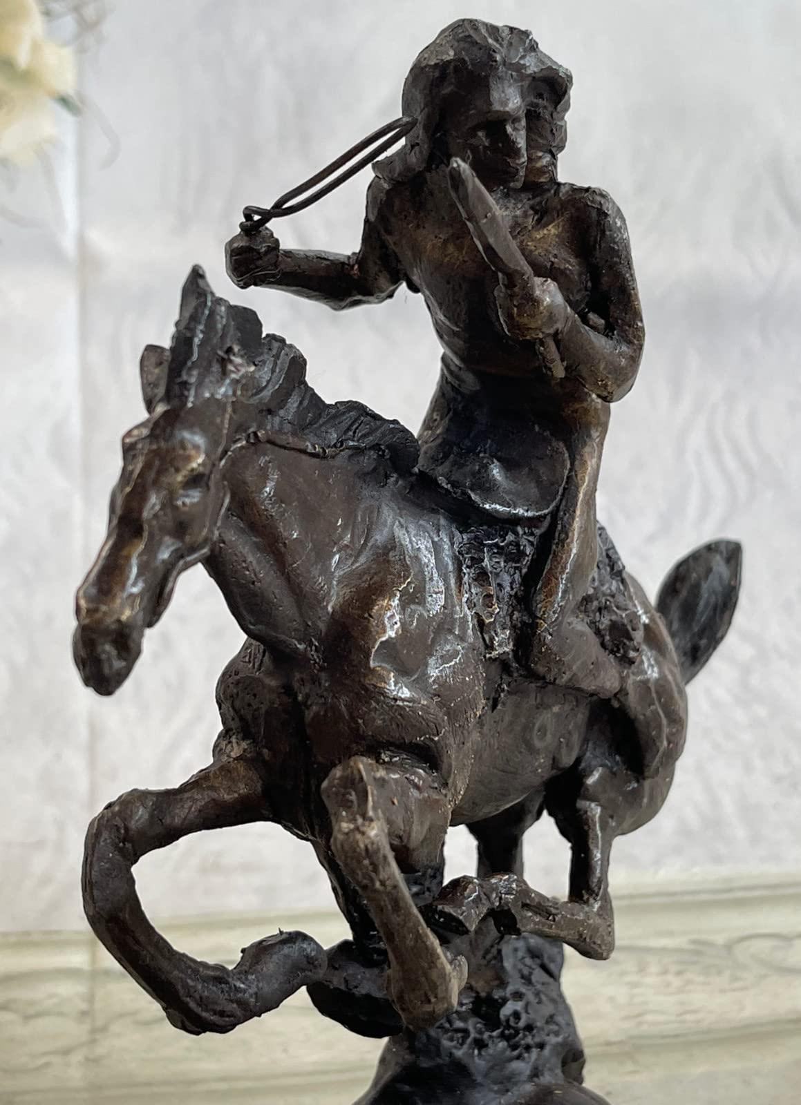 EUROPEAN BRONZE Cheyenne 10" Length Solid Bronze Statue Sculpture by Frederic Remington Medium by Think Bronze Classy