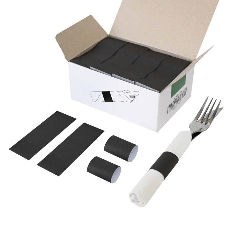 NATURALABEL NATURALABEL Standard Napkin Band, Paper Napkin Rings Self Adhesive 2000-Count (Black)