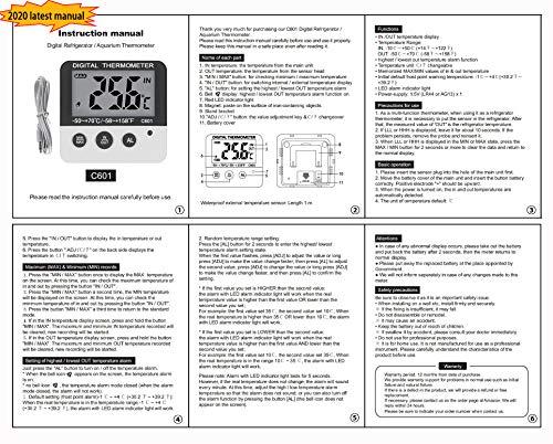 Nithing Fridge Freezer Thermometer Max/Min Memory LXSZRPH High & Low Temperature Alarms Settings with LED Indicator Digital Refrigeration Thermometer with Magnetic,Stander