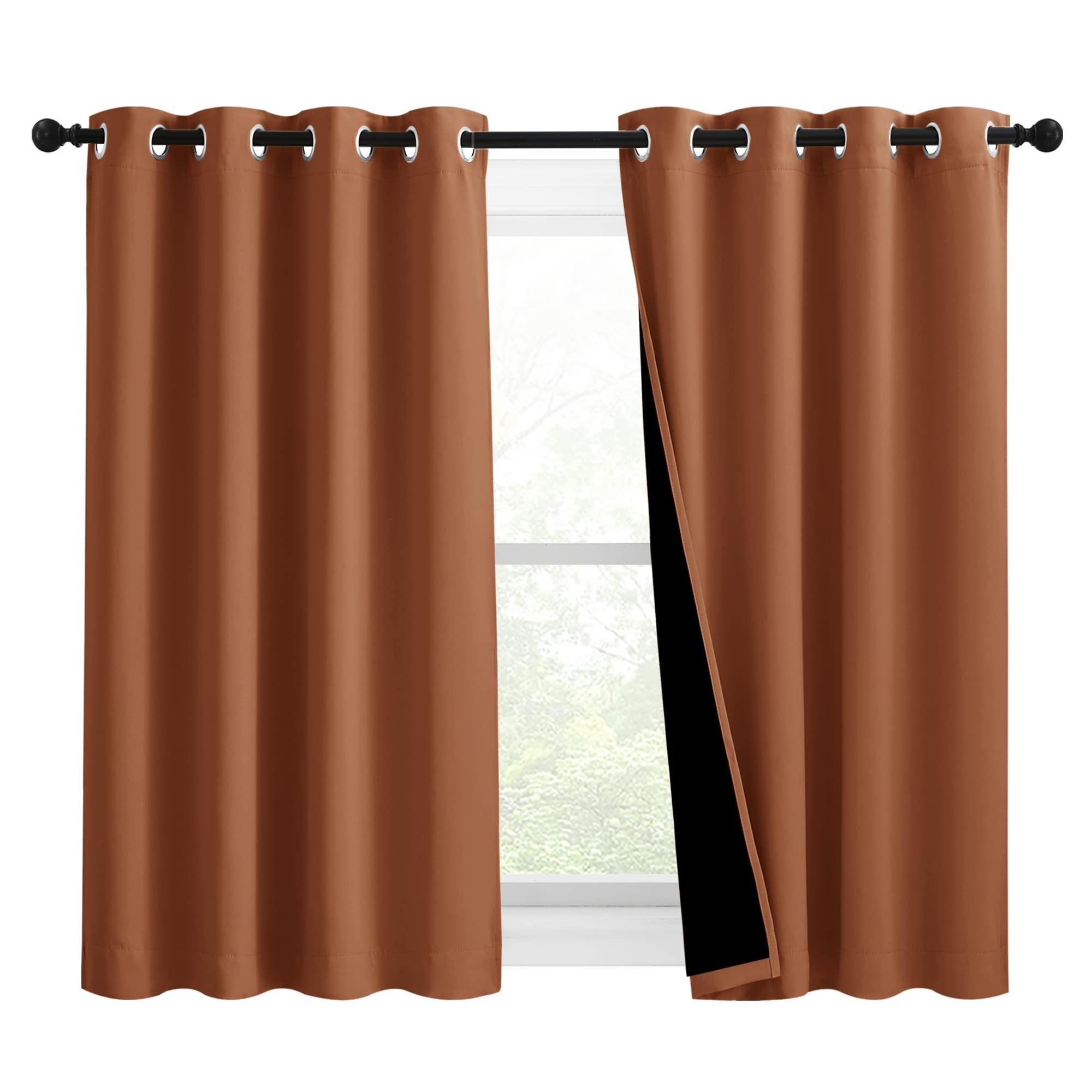 NICETOWN NICETOWN 100% Blackout Curtains 54 inches Long, Double-Deck Completely Blackout Window Treatment Thermal Insulated Lined Drapes for Small Window (Burnt Orange, 1 Pair, 46 inches Width Each Panel)