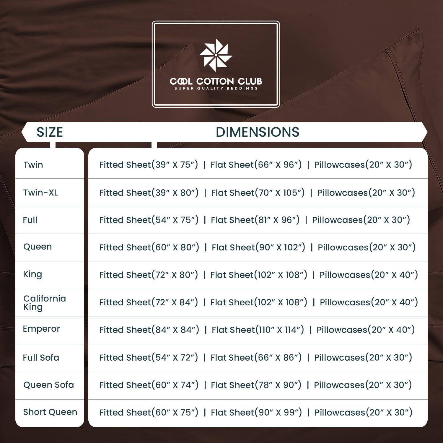 Cool Cotton Club 1000-TC King Size 4 Piece Sheet Set - Comfy Sheets, Peruvian Pima Cotton Hotel Luxury Bed Sheets for Women, Men, Kids & Teens - Deep Pocket Easy-Fits up to 18-21\" Mattress (Solid, Chocolate)