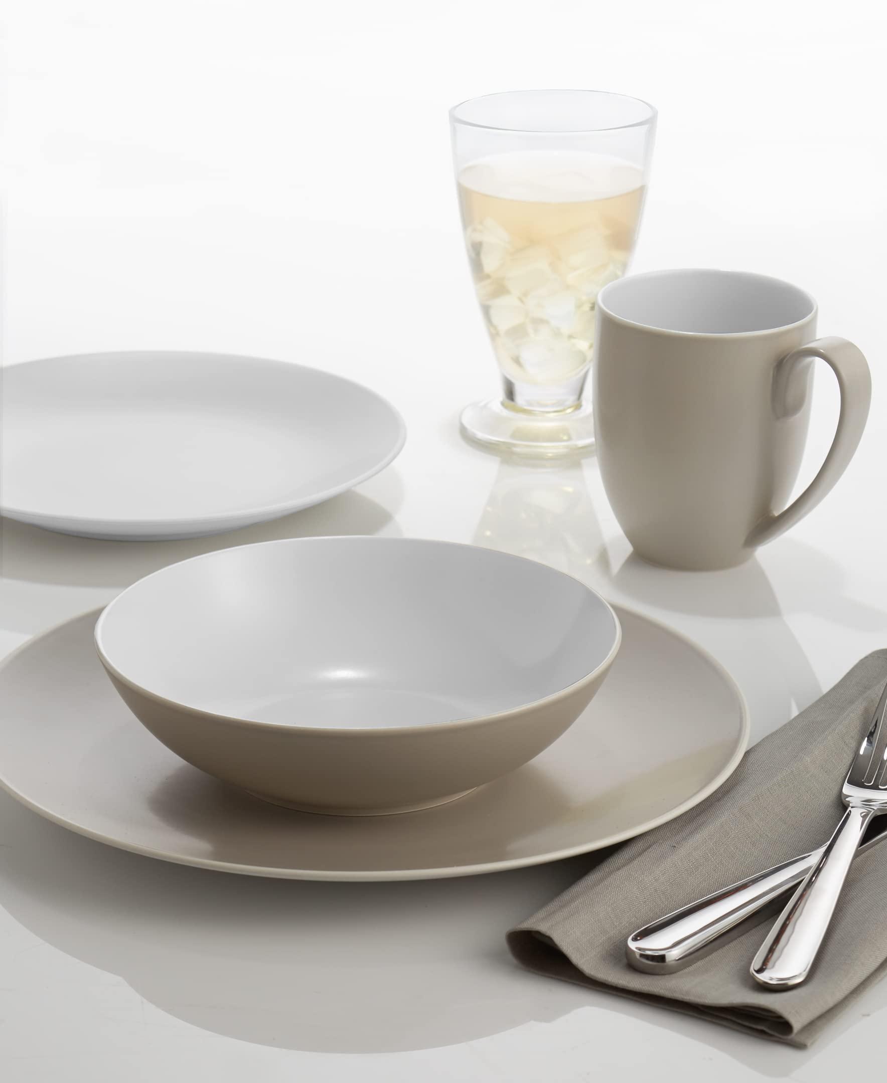 nambe Nambe - POP Collection - Sand Colored Place Setting - 4 Piece Set Includes Dinner Plate, Salad Plate, Soup Bowl, and Mug - Designed by Robin Levien