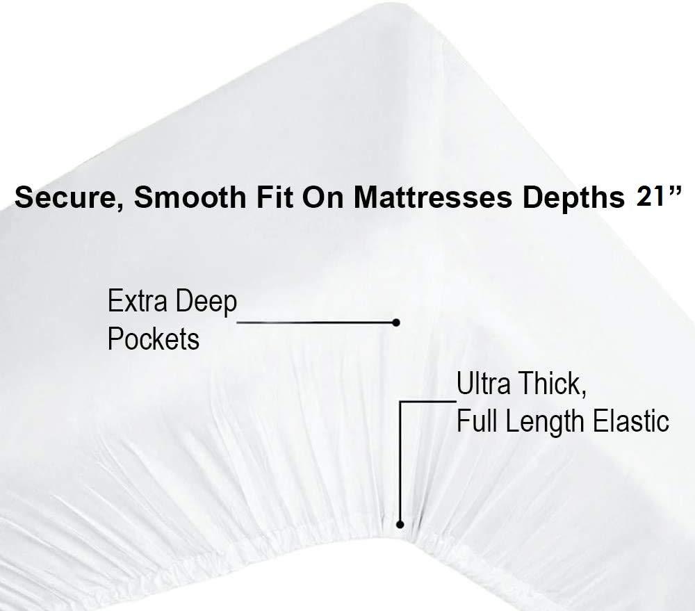 MGPS MGPS Extra-Deep-Pockets 100% GOTS Certified Organic Cotton Sheets, 800-Thread-Count, 4 PC Set, Eco-Friendly, Soft Sateen Weave, Fits Mattress 21\" Deep Pocket - |Split-Head King 34\", Light Blue|