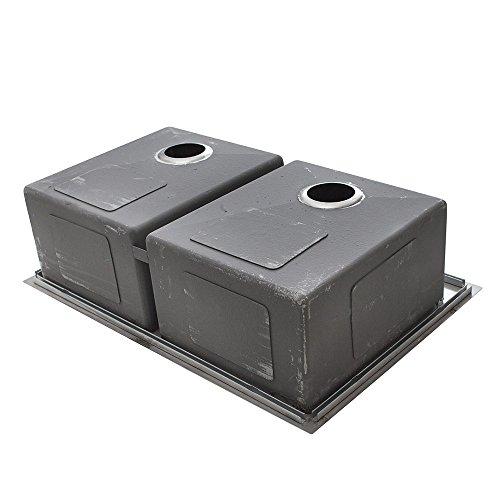 FRANKE Franke HF3322-2 Vector 33" Dual Mount Double Bowl 2-Hole Kitchen Sink, Stainless Steel