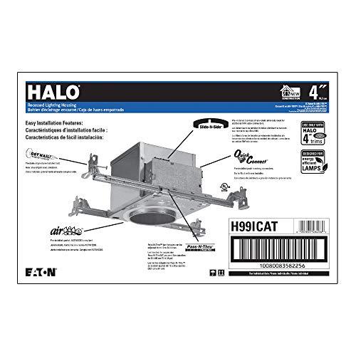HALO HALO H99ICAT Recessed Lighting Housing for New Construction Ceiling, Insulation Contact, Air-Tite, Aluminum, 4 in.