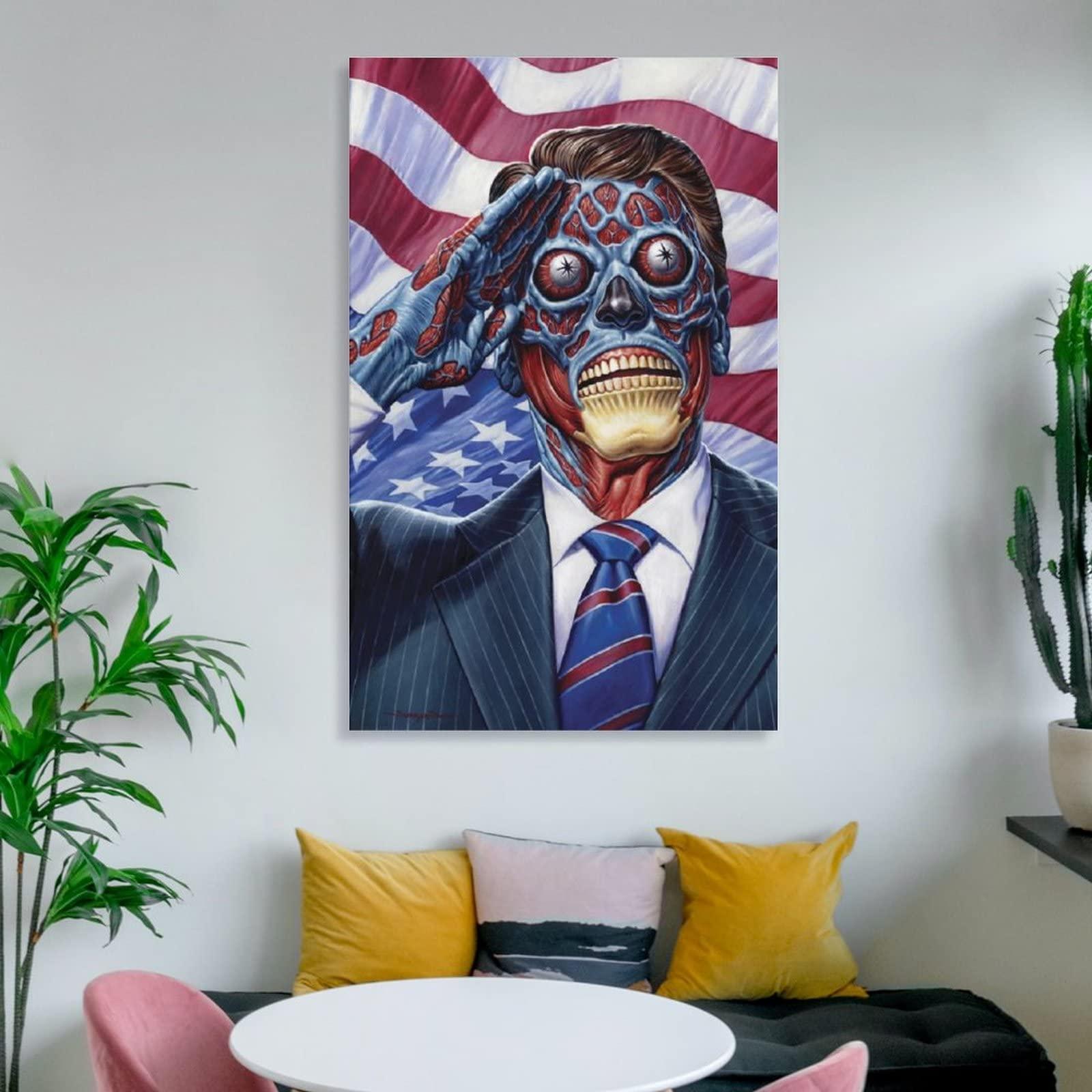 HAUHAU They Live Movie Poster (1) Artworks Canvas Poster Room Aesthetic Wall Art Prints Home Modern Decor Gifts Framed-unframed 20x30inch(50x75cm)
