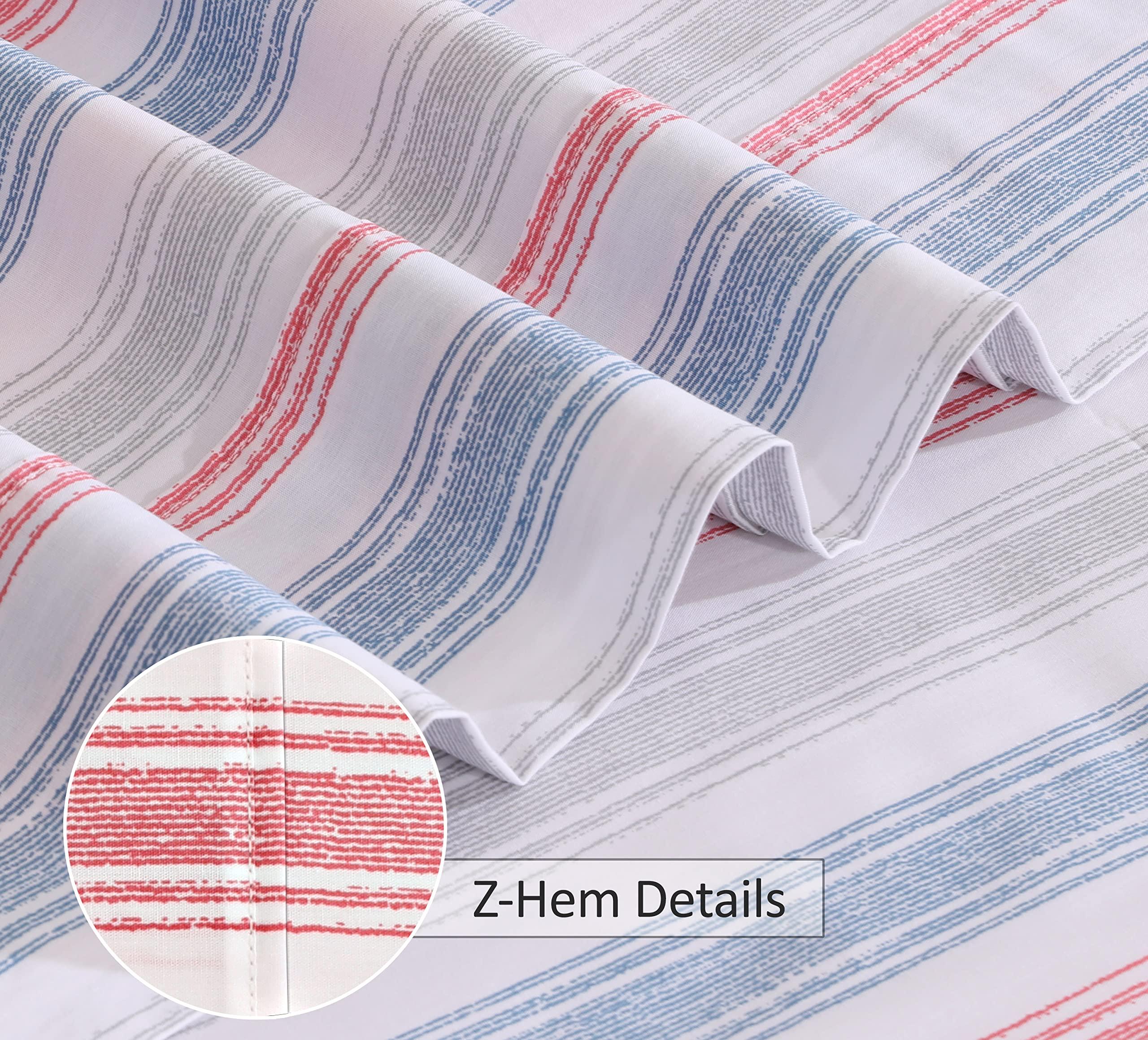 RUVANTI RUVANTI 100% Cotton Sheets - Crispy Cooling Percale Sheets for Twin XL Size Bed, Breathable & Durable Twin XL Sheet Set, 16 Inches Deep Pocket Sheets, Times, 3 Pieces