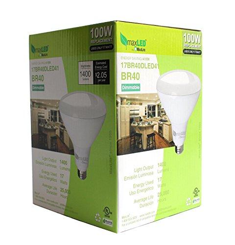 Maxlite MaxLite 17BR40DLED41 17W Dimmable BR40 4100K LED Light Bulb
