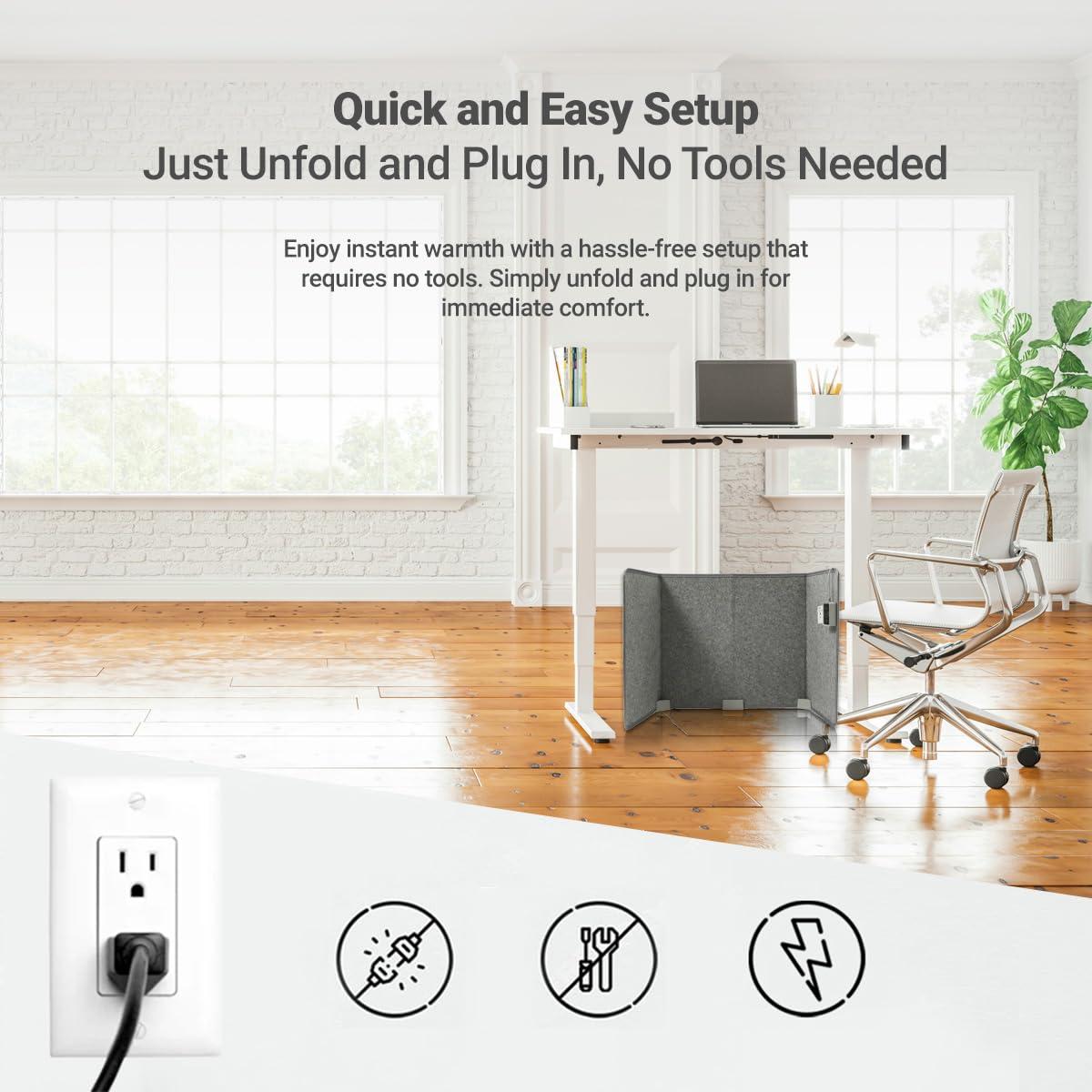WHISPERHEAT WHISPERHEAT Under Desk Foot Warmer - Silent and Energy Efficient - Personal Desk Heater for Office and Home - with Thermostat and Timer