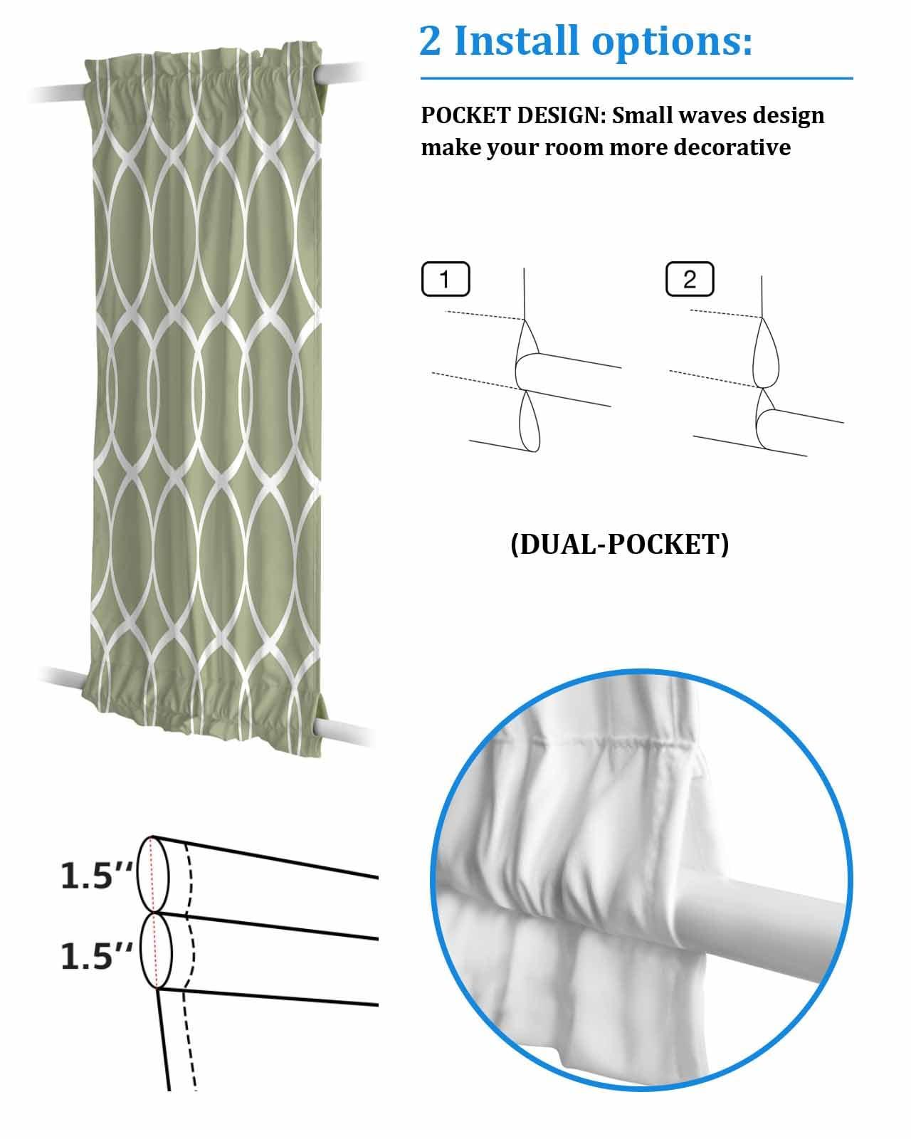 ZOE GARDEN Contemporary Sage Green, Blackout Door Curtains for French, Glass,Front, Back, Patio Door, Thermal Insulated Rod Pocket Window Curtain Drapes With Tiebacks, Geometric Abstract Morocco Plaid 54"x40"