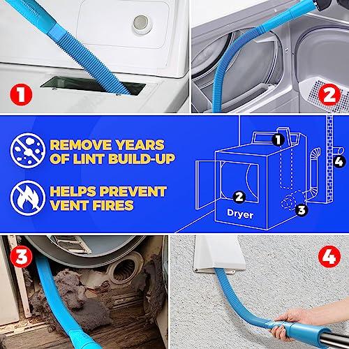 Holikme Holikme 2 Pieces Dryer Vent Cleaner Kit, Dryer Lint Vacuum Attachment and Flexible Dryer Lint Brush, Vacuum Hose Attachment Brush, Blue