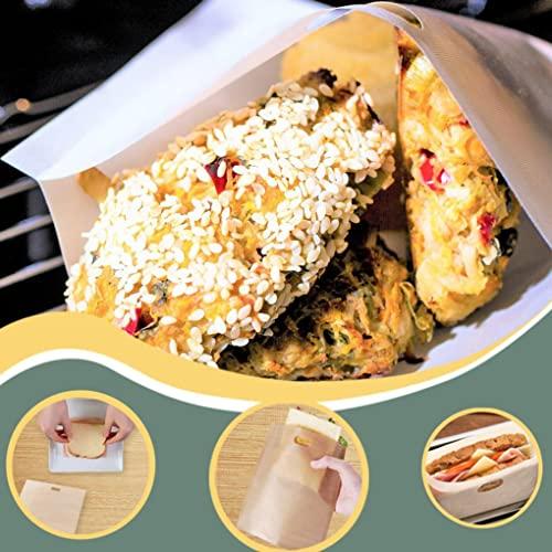 Generic Stick Toaster Bags, Reusable Grilled Cheese Bags, Baking Paper, Toaster Bag for Sandwiches, Chicken, Nuggets, Panini, Garlic Toasts - Easy to Clean, Perfect for Microwave Oven or Grill (Khaki, 6 PCS)