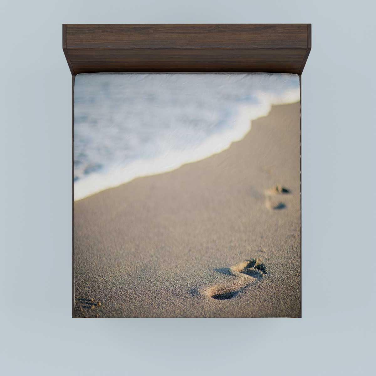 WHYATT Full Cooling Fitted Sheet Beach View,Coast Bedspread Snug-Fit Full Size