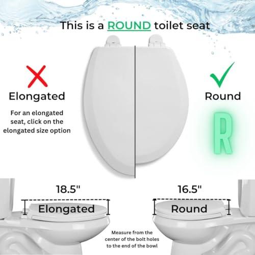 CENTOCORE Centoco Wooden Toilet Seat Round, Closed Front with Cover, Residential, Chrome Hinge, Made in the USA, 700CH-001, White