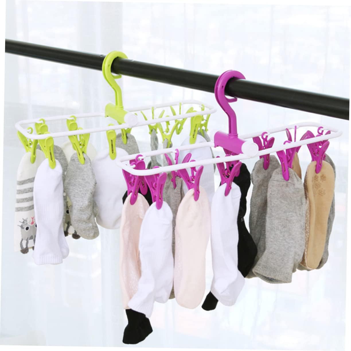 Garneck Garneck Foldable Hangers 2pcs Clip and Drip Hanger Laundry Hanger Drying Drip Hanger Baby Round Drying Rack Collapsible Hangers