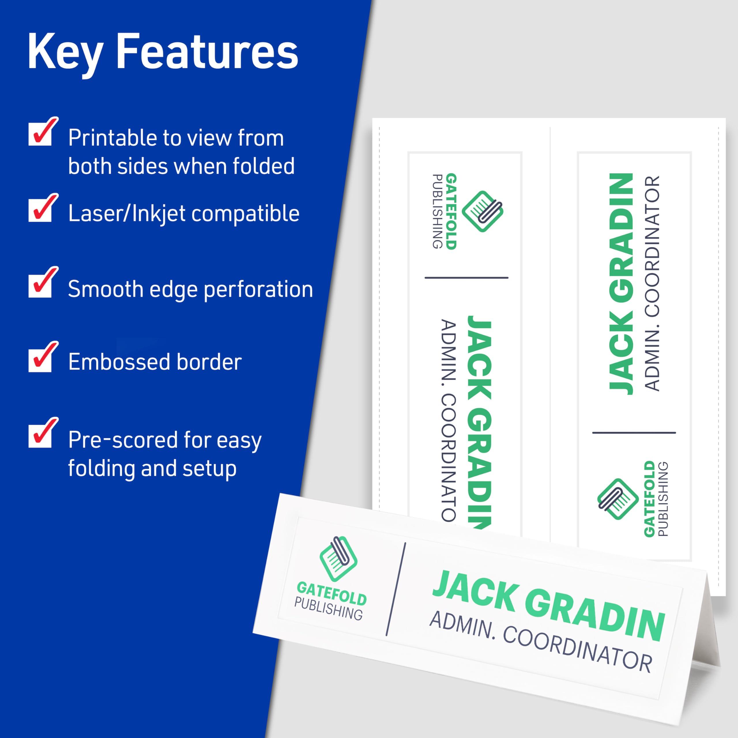 AVERY Avery Printable Tent Cards, 3.5\" x 11\", White with Embossed Border, 50 Blank Place Cards for Laser and Inkjet Printers (5309)